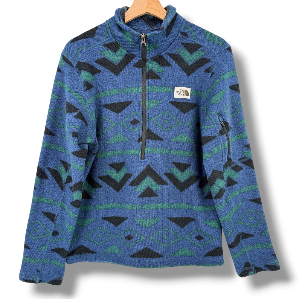 The North Face Leo Gordon Lyon 1/4 Zip Pullover Sweatshirt Mens Sz S Aztec Blue